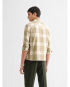 Camicia regolare a quadretti verde oliva