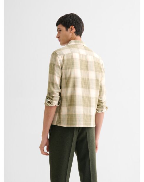 Camicia regolare a quadretti verde oliva