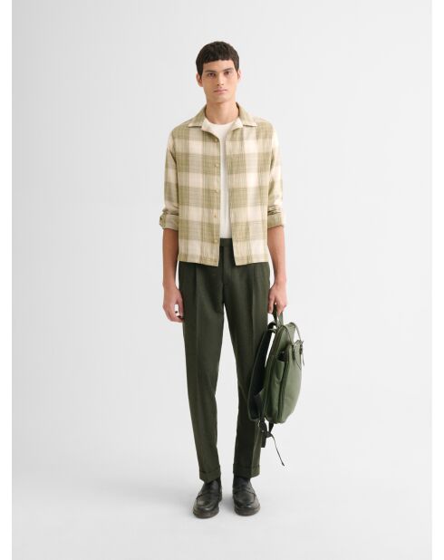 Camicia regolare a quadretti verde oliva