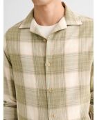 Camicia regolare a quadretti verde oliva