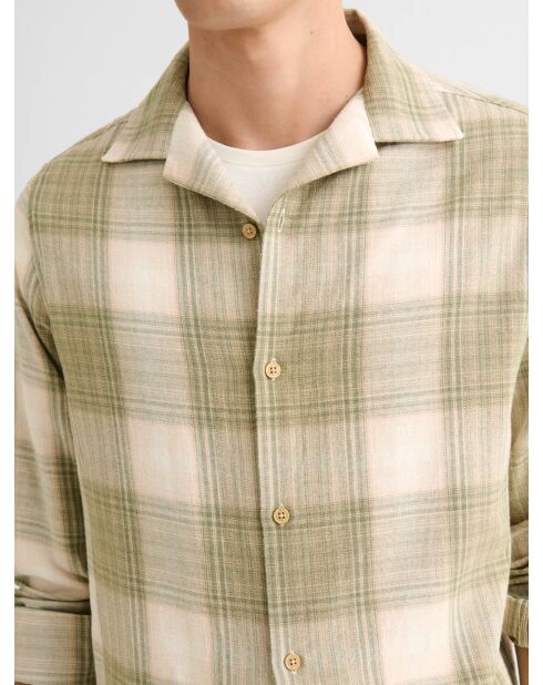 Camicia regolare a quadretti verde oliva