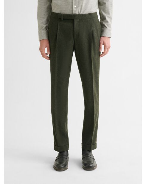 Pantalon de costume slim à pinces vert sapin