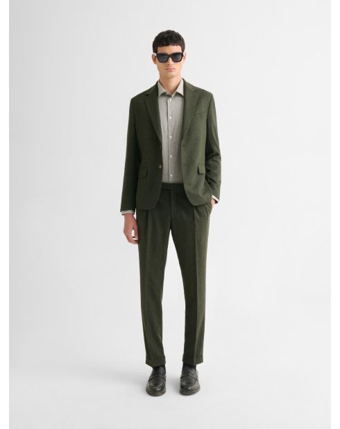 Pantalon de costume slim à pinces vert sapin