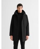 Parka idrorepellente nero con cappuccio