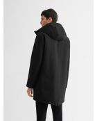 Parka idrorepellente nero con cappuccio