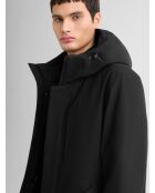 Parka idrorepellente nero con cappuccio