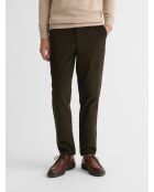 Chino en coton taille élastiquée kaki foncé