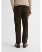 Chino en coton taille élastiquée kaki foncé
