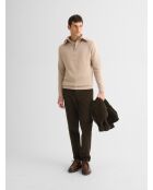 Chino en coton taille élastiquée kaki foncé