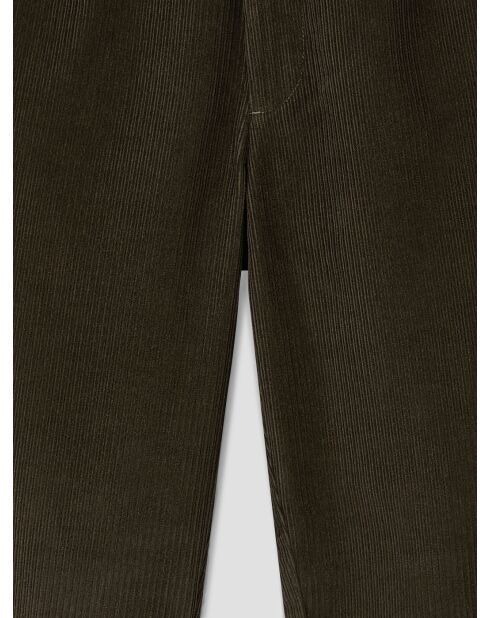 Chino en coton taille élastiquée kaki foncé