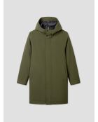 Parka impermeable con capucha verde salvia