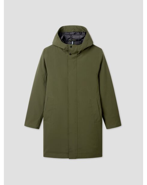 Parka impermeable con capucha verde salvia
