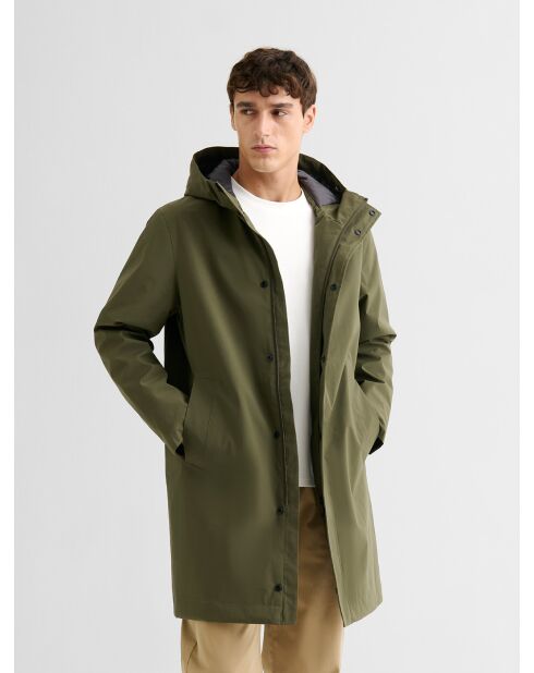 Parka con cappuccio idrorepellente verde salvia