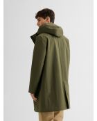 Parka impermeable con capucha verde salvia