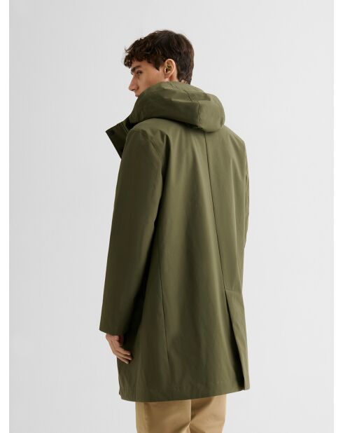 Parka con cappuccio idrorepellente verde salvia