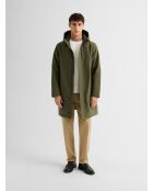 Parka impermeable con capucha verde salvia