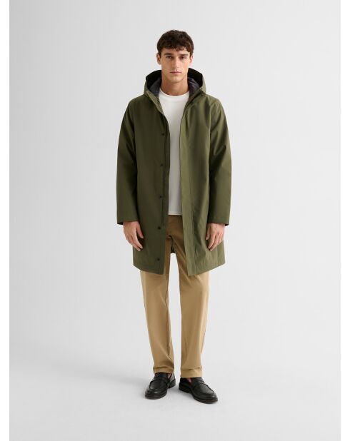 Parka con cappuccio idrorepellente verde salvia