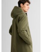 Parka impermeable con capucha verde salvia