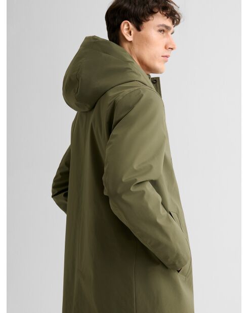 Parka con cappuccio idrorepellente verde salvia