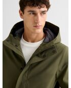 Parka impermeable con capucha verde salvia