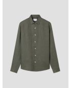 Camisa slim de lino verde oliva