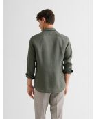 Camisa slim de lino verde oliva