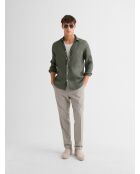Camisa slim de lino verde oliva