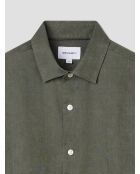 Camisa slim de lino verde oliva
