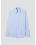 Lichtblauw gestreept slim shirt