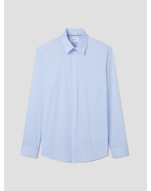 Lichtblauw gestreept slim shirt