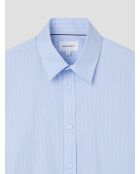 Lichtblauw gestreept slim shirt
