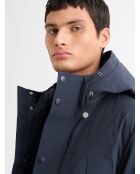 Dunkelmarineblauer Kapuzenparka