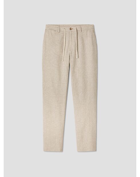 Chino slim en coton lin ivoire