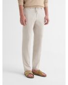 Chino slim en coton lin ivoire