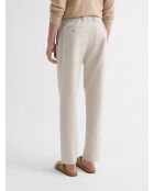 Chino slim en coton lin ivoire