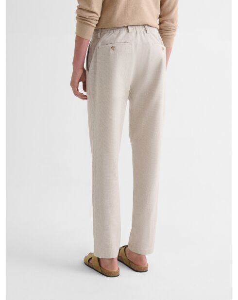 Chino slim en coton lin ivoire