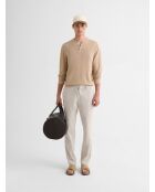 Chino slim en coton lin ivoire