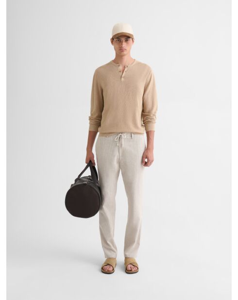Chino slim en coton lin ivoire