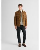 Gesteppte Samtjacke mit braunem Hemdkragen 3