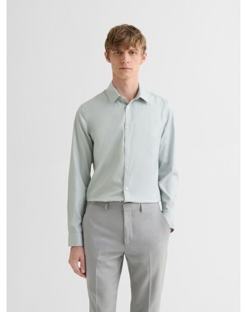 Chemise extraslim sans repassage vert amande