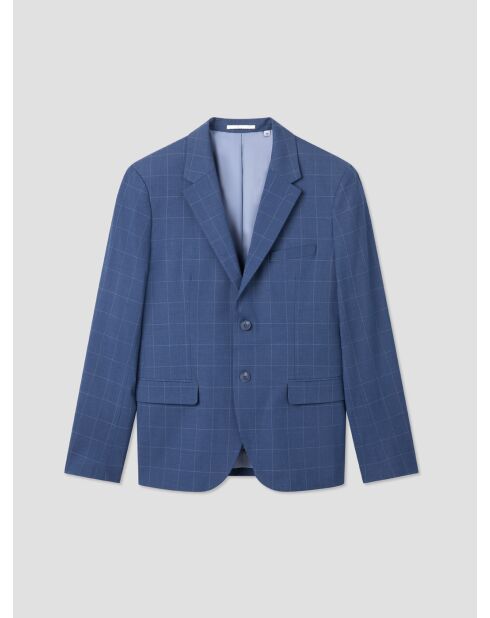 Veste de costume slim à carreaux bleue
