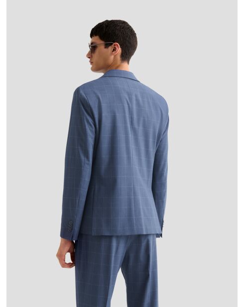 Veste de costume slim à carreaux bleue