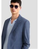 blauw geruit slim colbert
