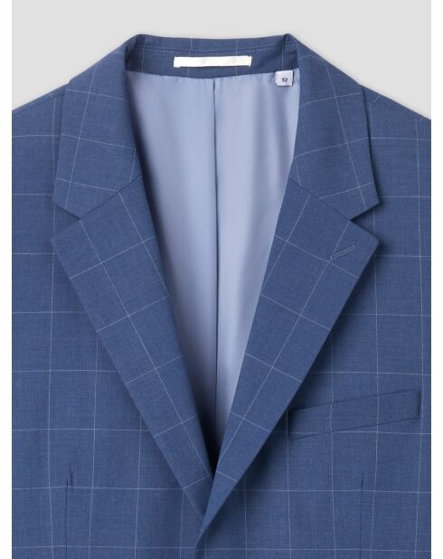 Veste de costume slim à carreaux bleue