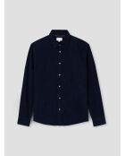 Slimshirt aus gewaschenem indigoblauem Samt
