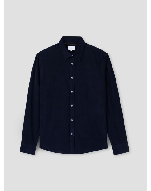 Slimshirt aus gewaschenem indigoblauem Samt