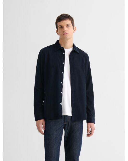 Slimshirt aus gewaschenem indigoblauem Samt