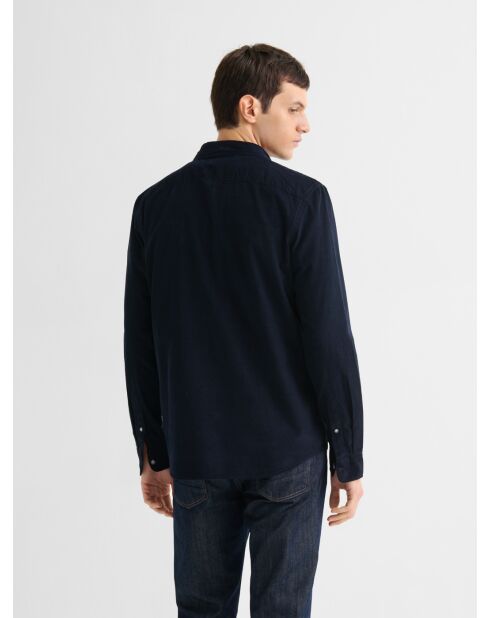 Slimshirt aus gewaschenem indigoblauem Samt