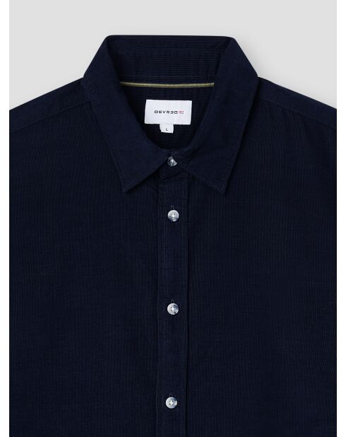 Slimshirt aus gewaschenem indigoblauem Samt