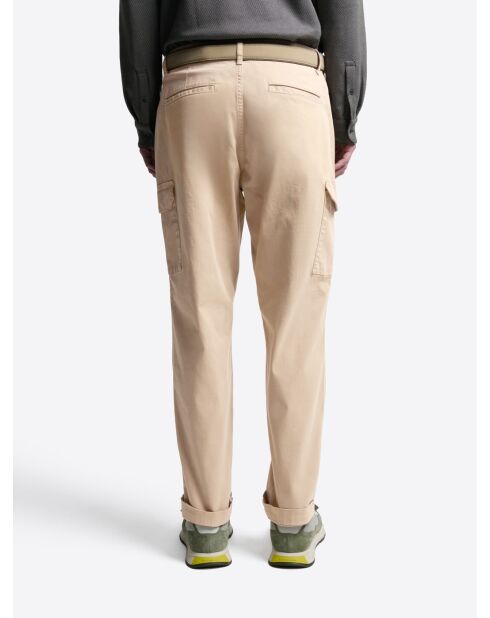 Pantalon cargo slim en coton stretch beige doux
